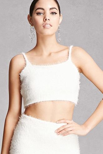 Forever21 Fuzzy Knit Scoop Neck Crop Top