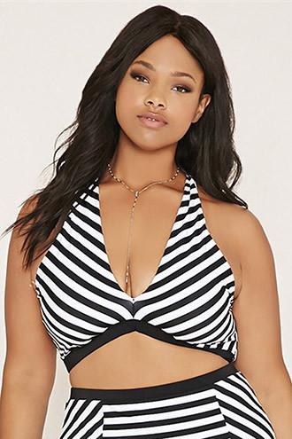 Forever21 Plus Women's  Plus Size Striped Bikini Top