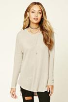 Forever21 Women's  Taupe Boxy Seed-knit Sweater