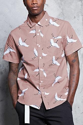 Forever21 Crane Print Shirt