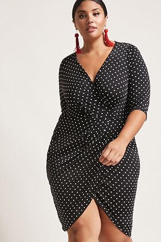 Forever21 Plus Size Polka Dot Mock-wrap Dress
