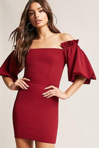 Forever21 Balloon Sleeve Bodycon Dress