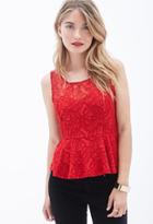Forever21 Contemporary Sleeveless Lace Peplum Top