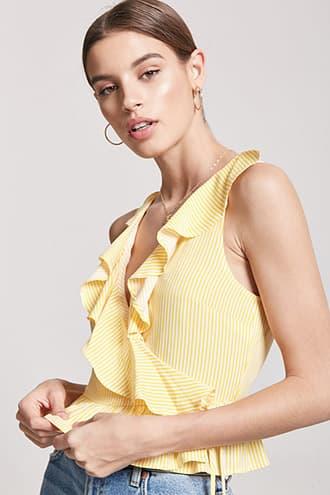 Forever21 Pinstripe Wrap Top