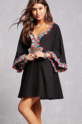 Forever21 Embroidered Kimono-sleeve Tunic