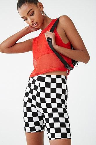 Forever21 Checkered Print Biker Shorts