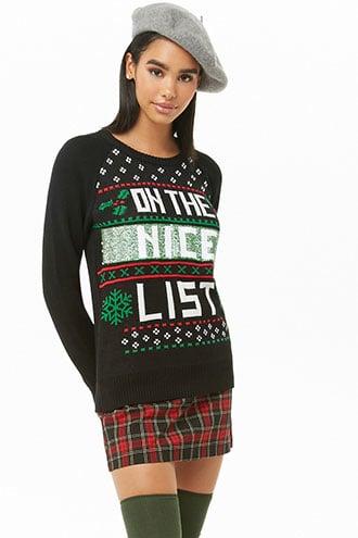 Forever21 Naughty Or Nice Graphic Sweater
