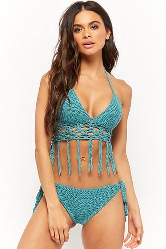Forever21 Fringe Crochet Bikini Set
