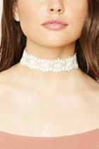 Forever21 Cream Floral Crochet Lace Choker