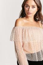 Forever21 Polka Dotted Mesh Crop Top