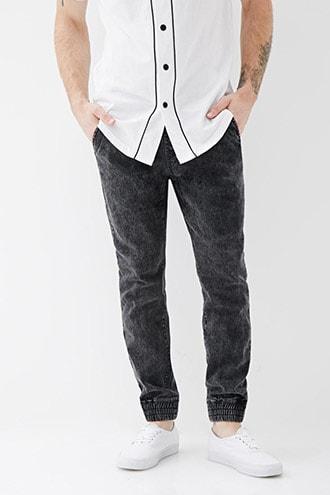 Forever21 Mineral Wash Denim Joggers