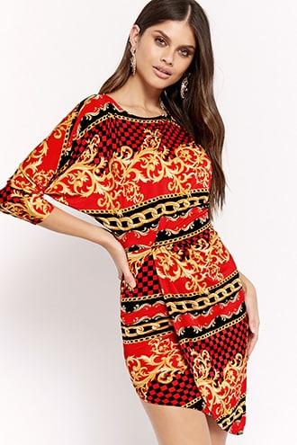 Forever21 Baroque Print Tulip-hem Dress