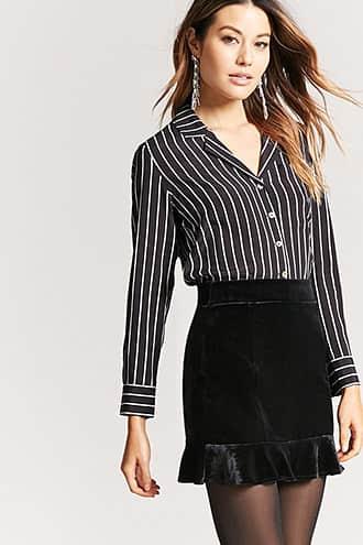 Forever21 Velvet Ruffle Mini Skirt