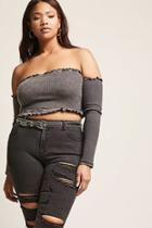 Forever21 Plus Size Off-the-shoulder Ribbed Crop Top