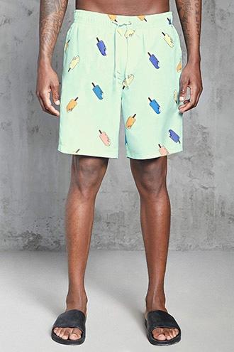 Forever21 Ice Cream Print Swim Trunks