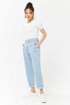 Forever21 Belted High-rise Ankle Jeans