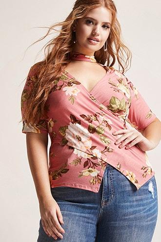 Forever21 Plus Size Floral Mock Neck Top