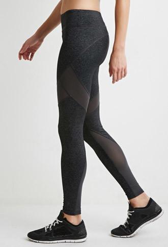 Forever21 Contrast Mesh-paneled Leggings