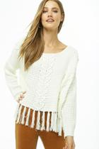 Forever21 Ribbed Lace-up Tassel-hem Sweater