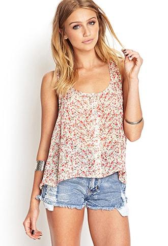 Forever21 Buttoned Floral Top