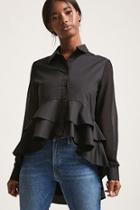 Forever21 High-low Ruffle Hem Shirt