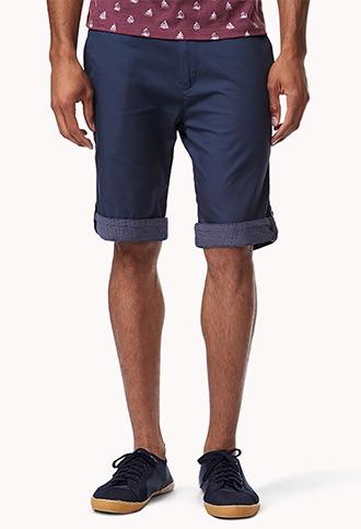 21 Men Printed Trim Chino Shorts