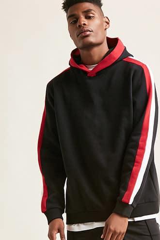 Forever21 Stripe-trim Fleece Hoodie