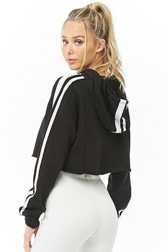 Forever21 Active Striped Cropped Hoodie