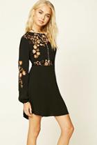 Love21 Women's  Black & Amber Contemporary Floral Lace Dress