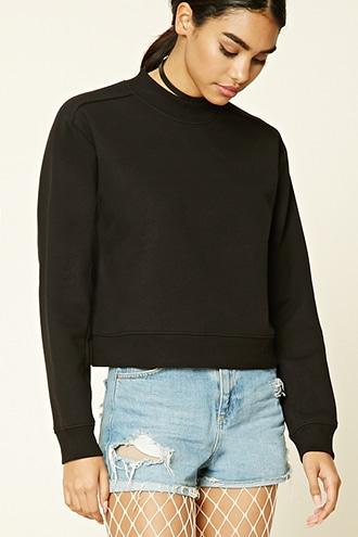Forever21 Women's  Mock Neck Fleece Sweatshirt