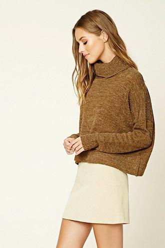 Love21 Women's  Olive Contemporary Turtleneck Sweater