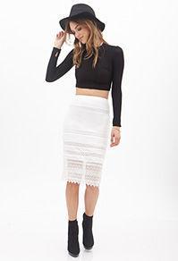Forever21 Lace-paneled Pencil Skirt