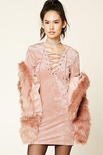 Forever21 Women's  Crushed Velvet Mini Dress