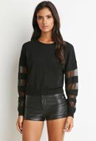 Forever21 Women's  Mesh-paneled Dolman Sweater (black)