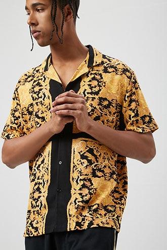 Forever21 Classic Fit Baroque Print Shirt