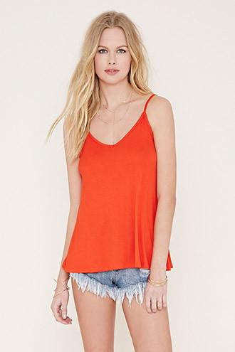 Forever21 Women's  Red Knit V-cut Cami