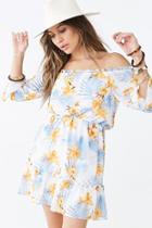 Forever21 Floral Chiffon Off-the-shoulder Mini Dress