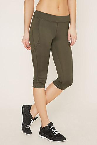 Forever21 Women's  Foliage Active Capri Leggings