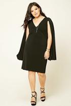 Forever21 Plus Women's  Black Plus Size Cape-sleeve Dress