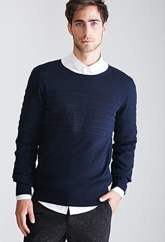 Forever21 Tonal Striped Crew Neck Sweater