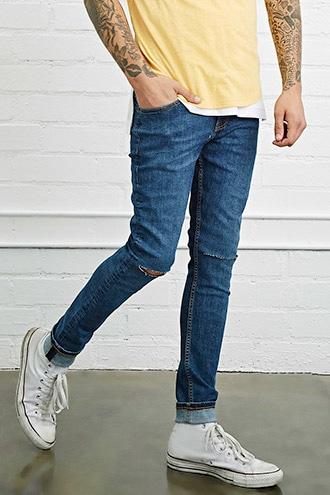 21 Men Men's  Dark Denim Slim-fit Jeans