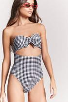 Forever21 Gingham Strapless One-piece Swimsuit