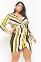 Forever21 Plus Size Striped Faux-wrap Dress