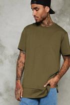 21 Men Men's  Olive Layered Hem Longline Tee