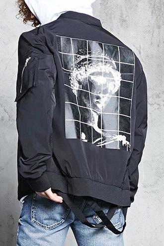 Forever21 Statue Graphic Bomber Jacket
