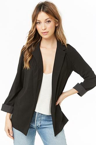 Forever21 Polka Dot Print Trim Blazer