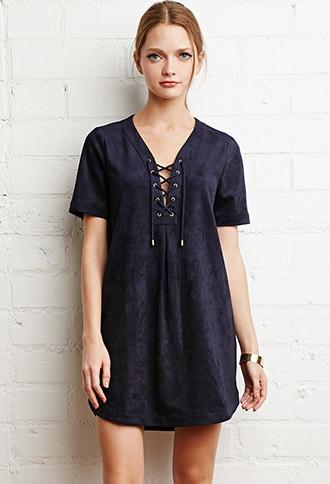 Forever21 Lace-up Faux Suede Dress
