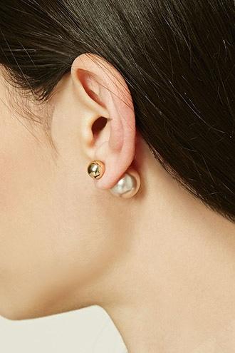Forever21 Pink & Gold Faux Pearl Ear Jackets