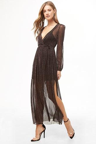 Forever21 Metallic Faux-wrap Maxi Dress
