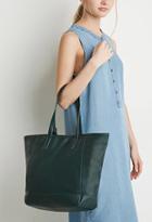 Forever21 Faux Leather Tote And Pouch (hunter Green)